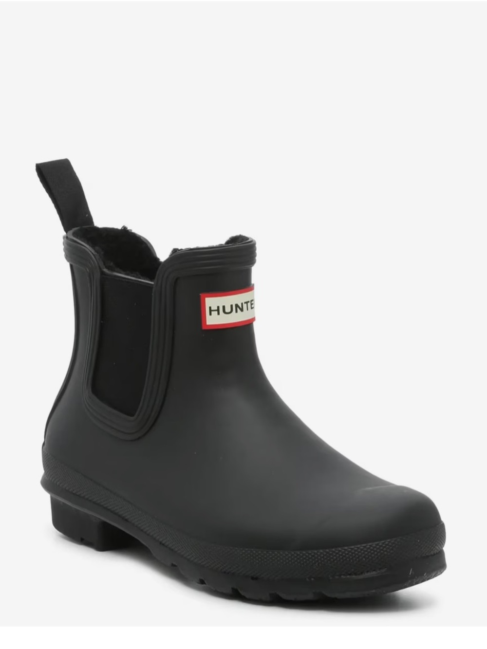 Hunter Black Chelsea Rain Boots Ankle Pull-On Booties Waterproof Logo Size 8